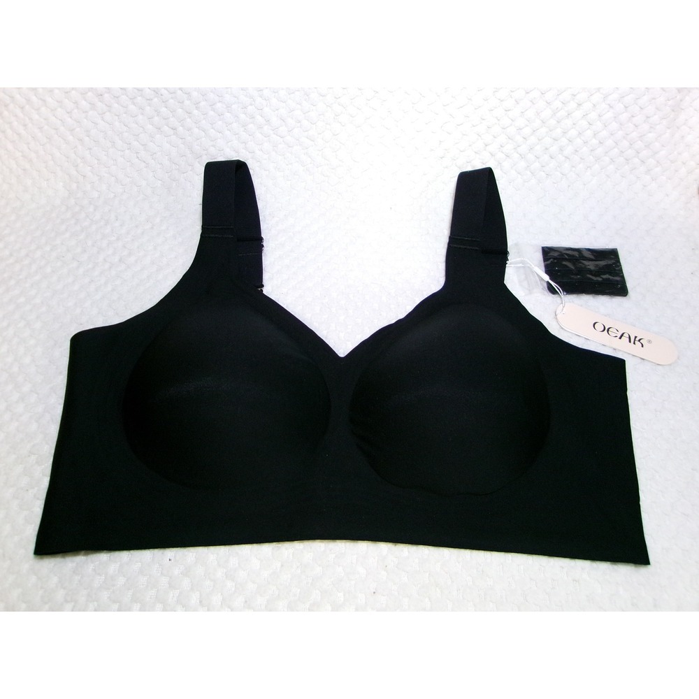 OEAK Womens Black Seamless Wireless Comfort Bra Size 3XL Hook Eye Closure NWT